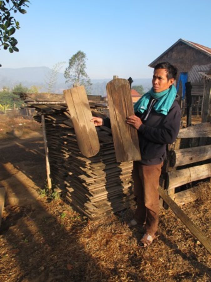 Wood commonly used for shingles, Nakai Plateau Lao PDR